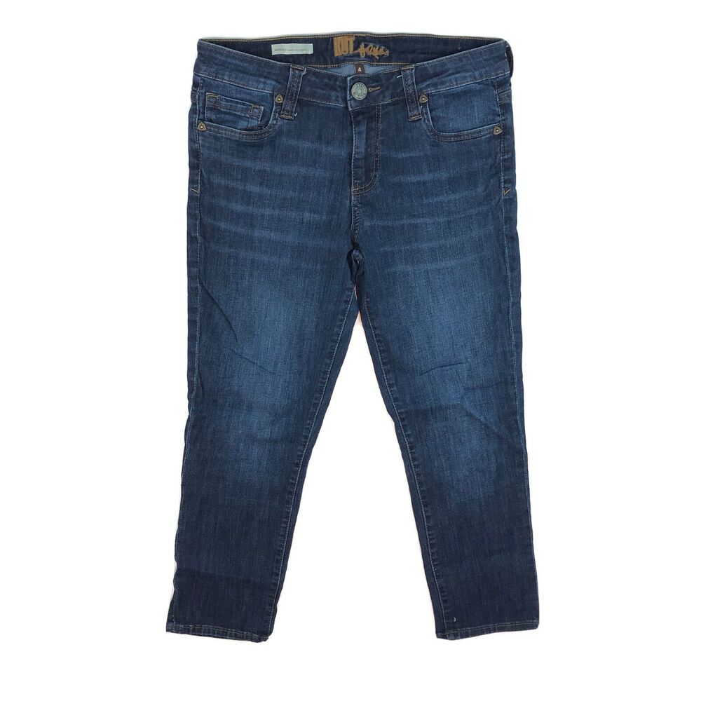 Kut From The Kloth Blue Bardot Crop Skinny Boyfriend Denim Jeans Sz 4 QQQ20